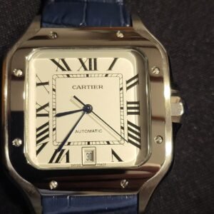 Cartier Santos Malla cuero Azul